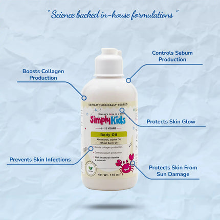 Kids Body Oil | Protects Skin from Sun Damage & Infections | 4-12 Years