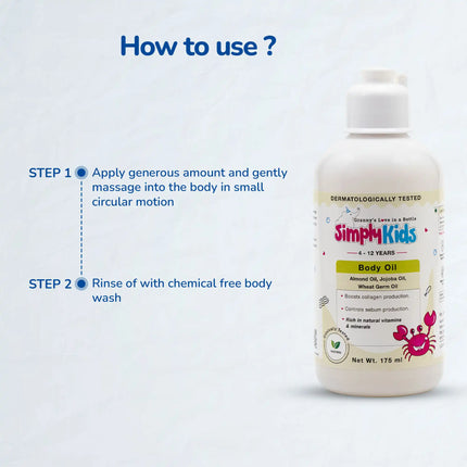 Kids Body Oil | Protects Skin from Sun Damage & Infections | 4-12 Years